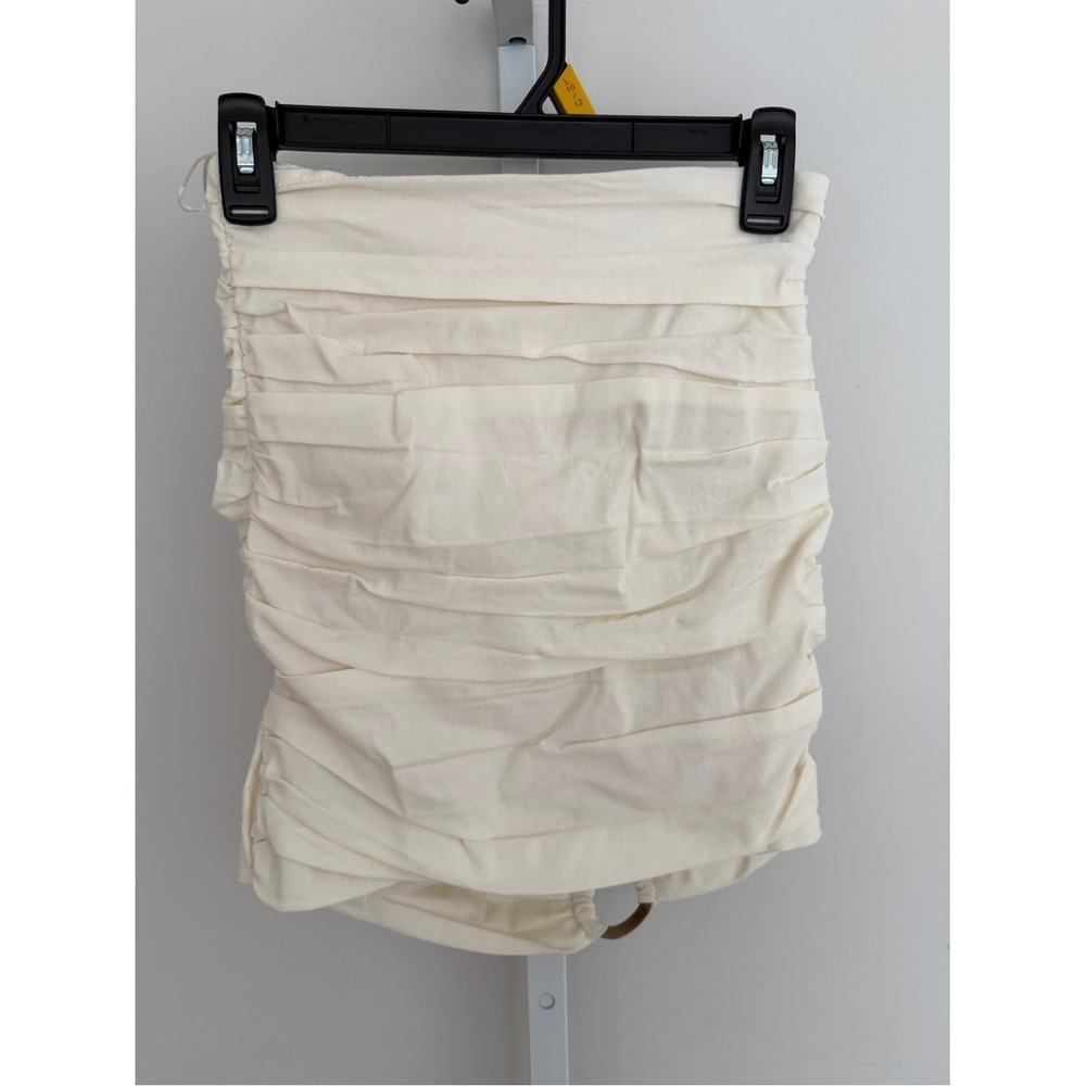 Zara‎ Ruched Mini Skirt Off White Stretch Bodycon 3354/660/712 Womens XS NWT